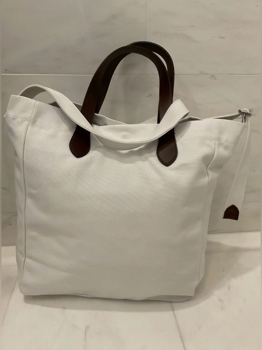 Polo Ralph Lauren White COLLEGIATE BEAR Canvas Embroidered SHOPPER Tote Bag